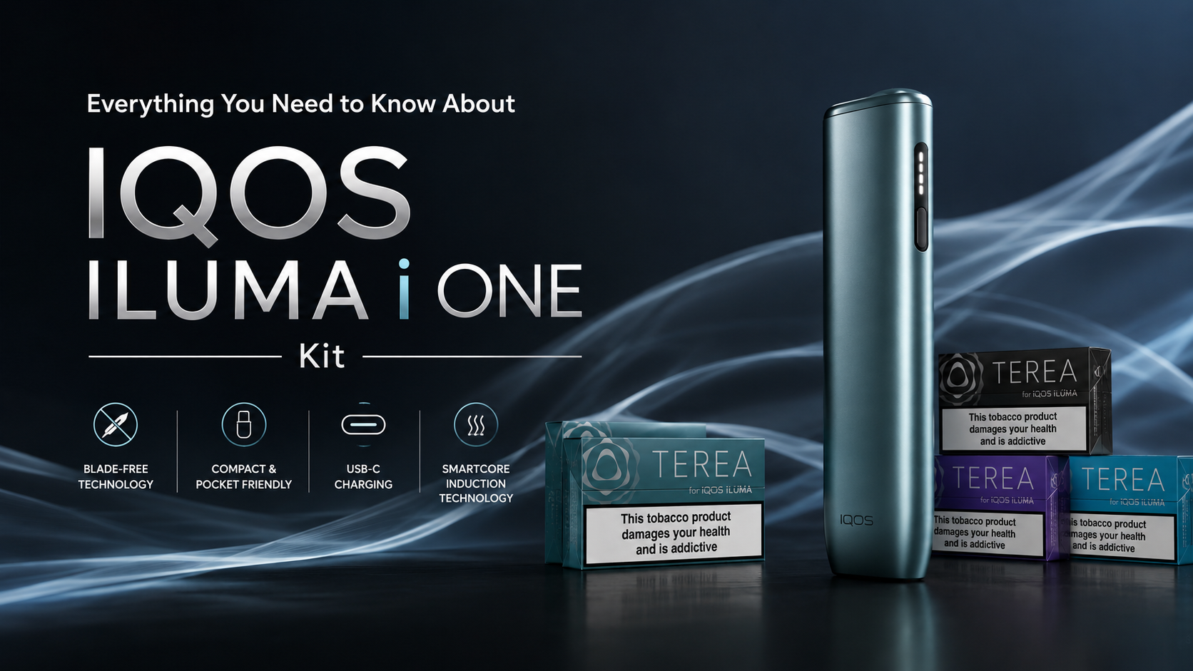 IQOS ILUMA i ONE kit with TEREA tobacco sticks, featuring compact design & smart technology.