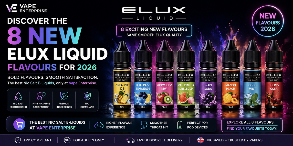 Discover the 8 New Elux Liquid Flavours for 2026 – Best Nic Salt E-Liquids at Vape Enterprise