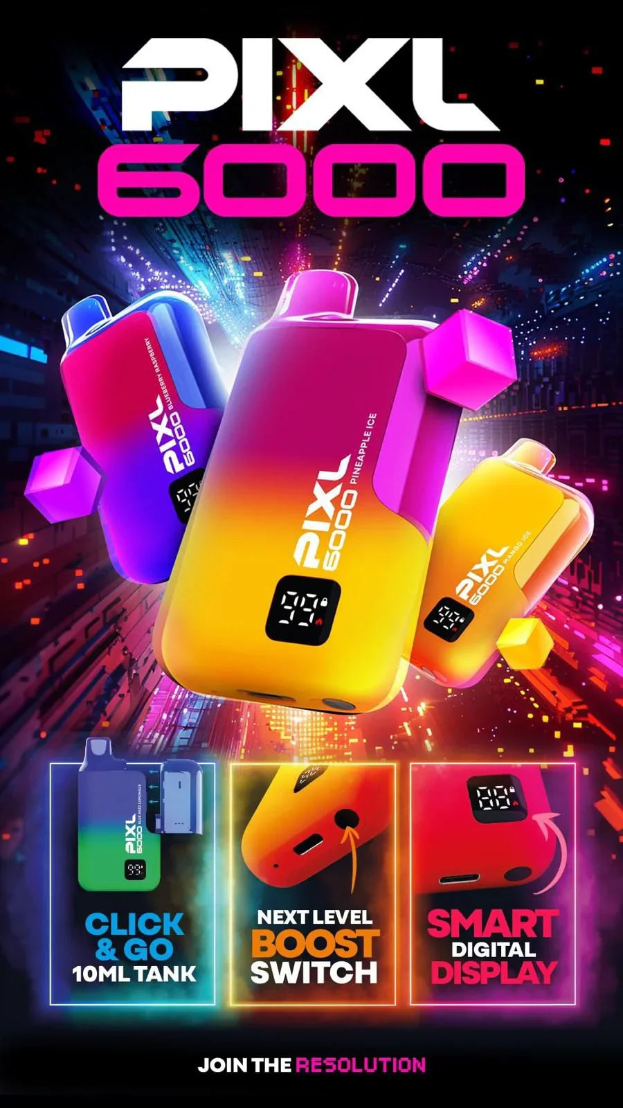 e-liquid vapes PIXL 8000 Vape Kit Compliant Prefilled e-liquid Pods BIG 8K | 20mg Nic Shot main image 0