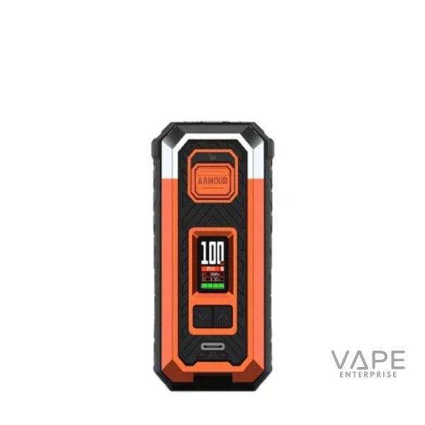 Orange and black Armour vaping device with digital display and Vape Enterprise logo
