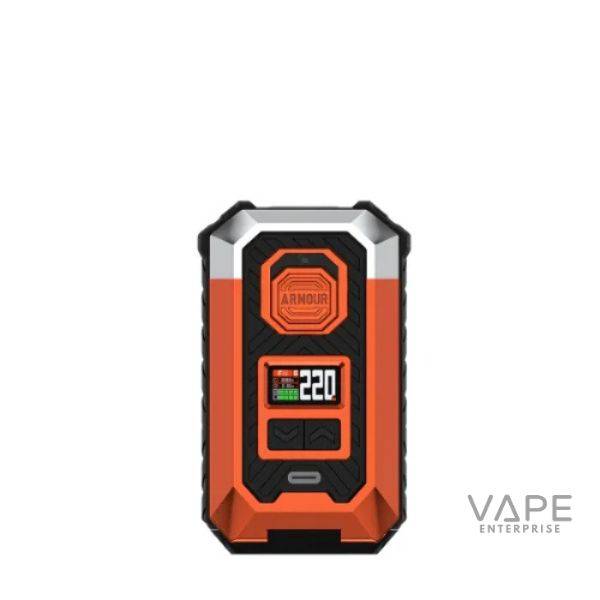 ARMOUR Max Mod orange vaping device with digital 220W display and directional buttons