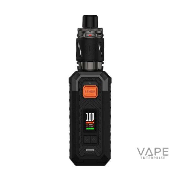 Black Vaporesso Armour S Kit vape mod with digital display and textured grip on white background
