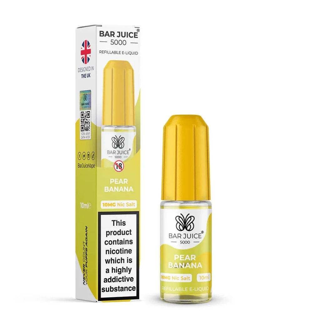 Bar Juice 5000 Pear Banana refillable e-liquid bottle and box with 10mg nicotine salt