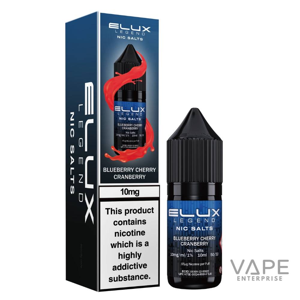 Elux Legend Nic Salts
Blueberry Cherry Cranberry