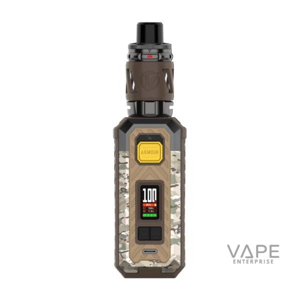 Vaporesso Armour S vape kit in brown camo design with digital display and black mouthpiece