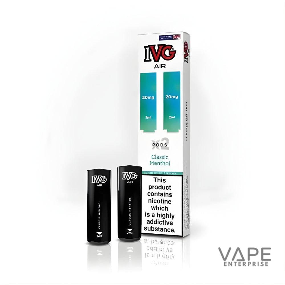 IVG Air Classic Menthol vape pods 2ml 20mg nicotine with warning label and white packaging