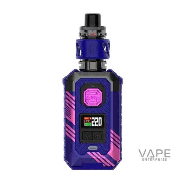 Cyber Blue Vaporesso Armour Max vape kit with digital display and pink diagonal stripes