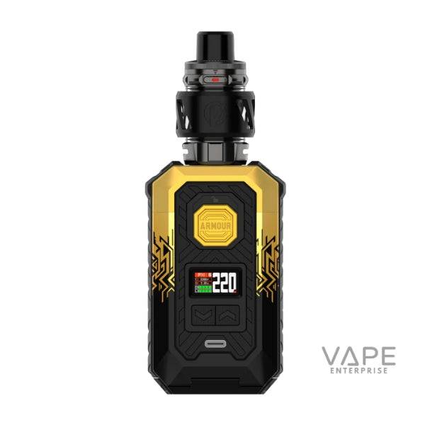 Vaporesso Armour Max vape kit with cyber gold black design and digital wattage display