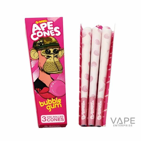 G-Rollz Ape Cones bubble gum flavored 3-pack pre-rolled cones with pink and white bubblegum design