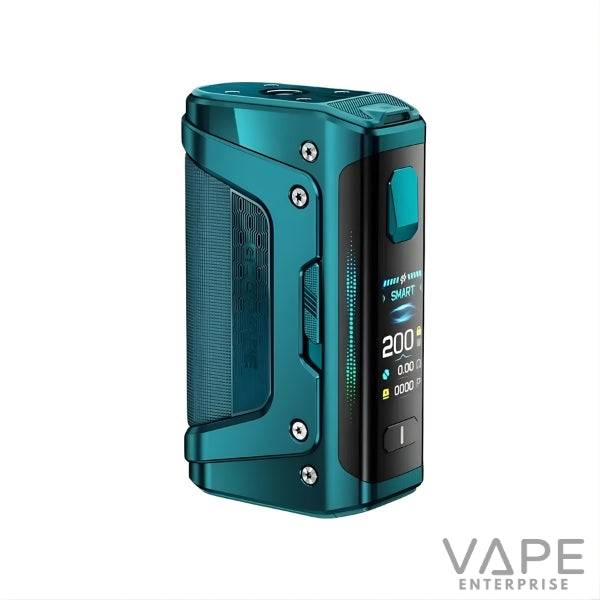 Glacier green compact vape mod with digital screen and ergonomic design