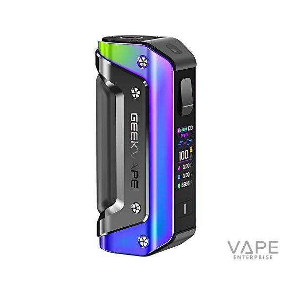 GeekVape Aegis Solo 3 vape mod in rainbow color with digital screen and sleek design