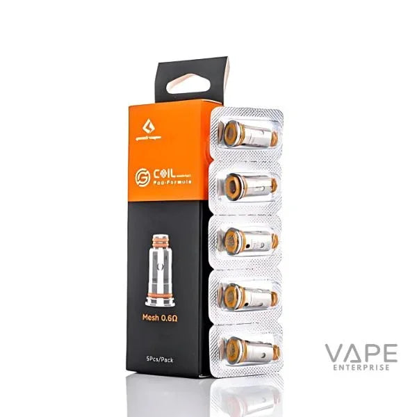 GeekVape Aegis Pod Replacement Coils 0.6 ohm mesh pack with 5 coils in blister packaging