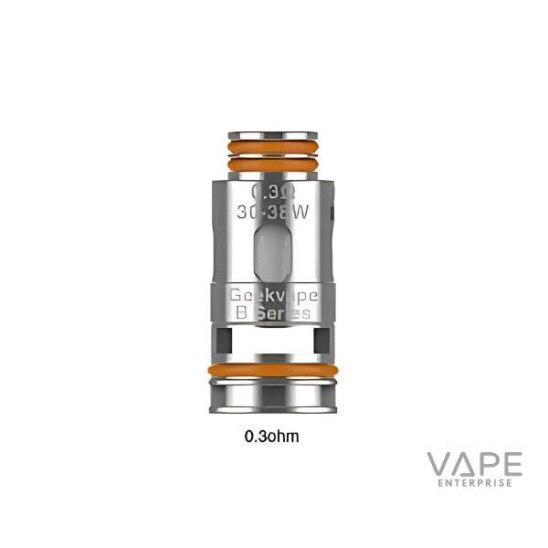 Geekvape Aegis Boost 0.3 ohm replacement coil with orange seals on white background