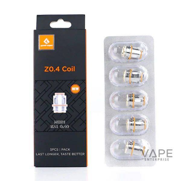 Geekvape Z0.4 ohm mesh replacement coils pack with five coils in blister packaging