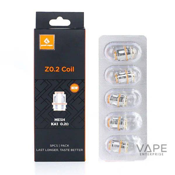 Geekvape Zeus Mesh Replacement Coils 0.2 ohm pack with 5 coils in blister packaging