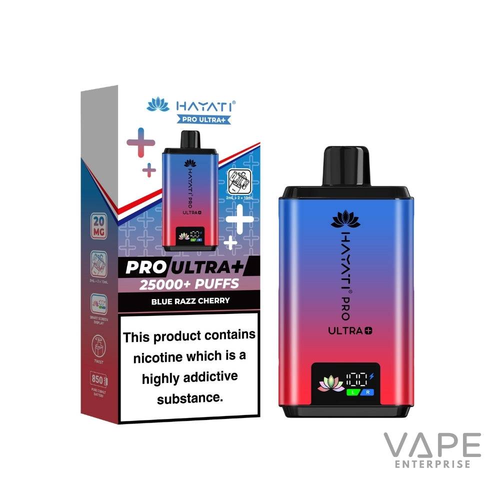 Hayati Pro Ultra Plus 25000 puffs vape kit Blue Razz Cherry flavour 20mg