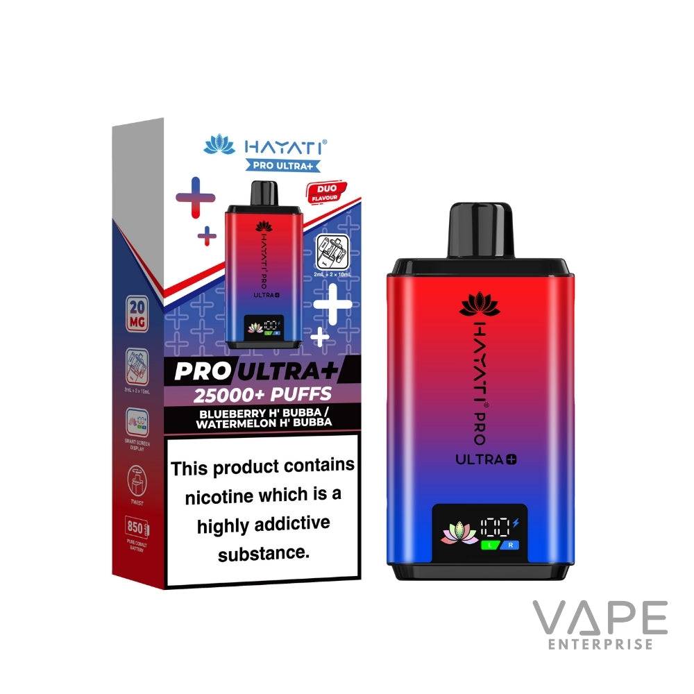 Hayati Pro Ultra Plus 25000 puffs vape kit Blueberry H Bubba Watermelon h Bubba flavour 20mg
