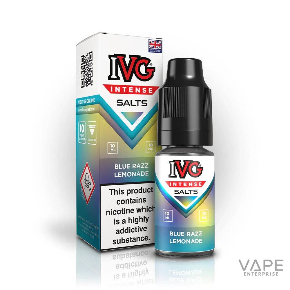 IVG Intense Salts Blue Razz Lemonade 10ml nicotine salt e-liquid bottle and packaging
