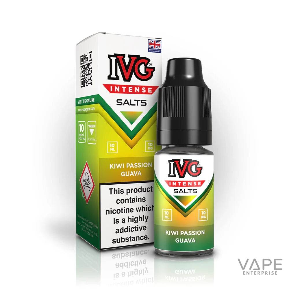 IVG Intense Salts Kiwi Passion Guava nicotine salt vape juice 10ml bottle with packaging