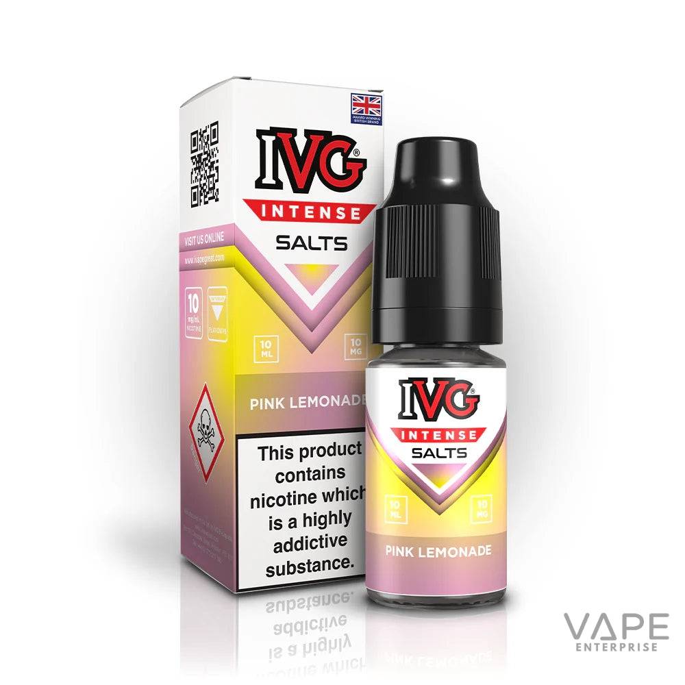 IVG Intense Salts Pink Lemonade nicotine salt vape liquid 10ml bottle with packaging