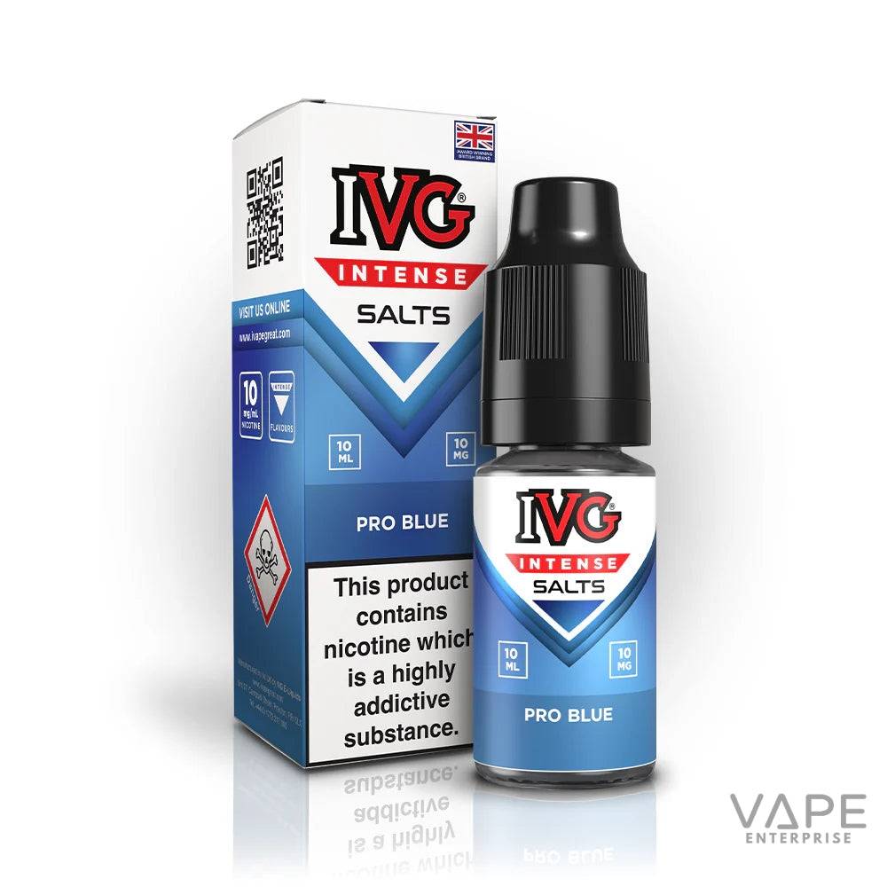 IVG Intense Salts Pro Blue nicotine salt vape juice 10ml bottle with packaging