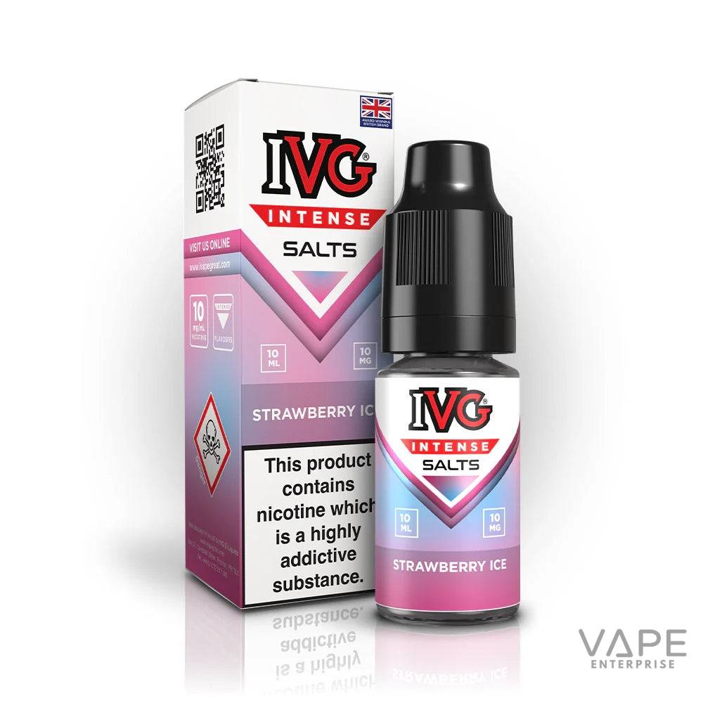 IVG Intense Salts Strawberry Ice nicotine salt e-liquid 10ml bottle with packaging
