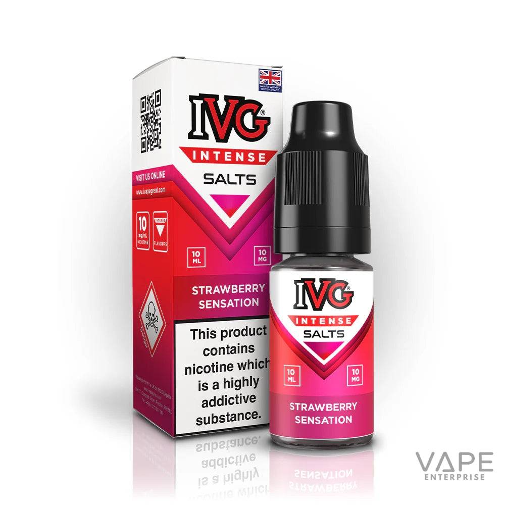 IVG Intense Salts Strawberry Sensation nicotine vape juice 10ml bottle with packaging
