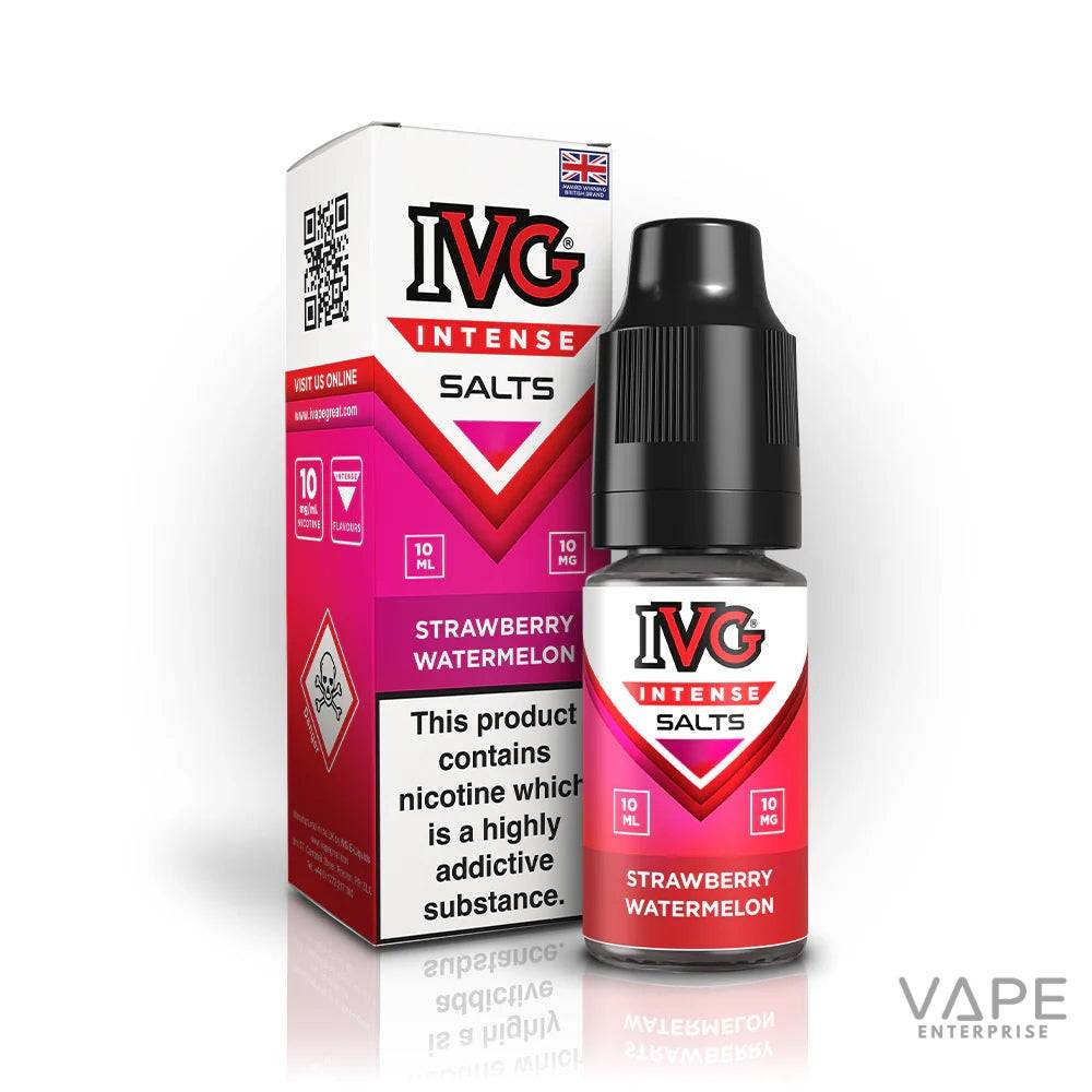 IVG Intense Salts Strawberry Watermelon nicotine vape juice 10ml bottle and packaging