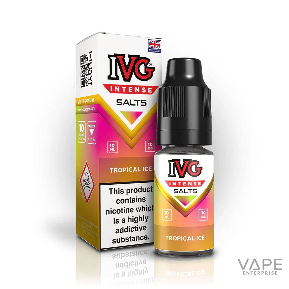 IVG Intense Salts Tropical Ice nicotine salt vape juice 10ml bottle and box