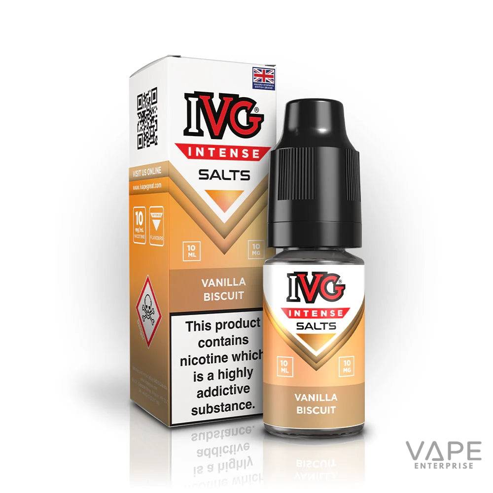 IVG Intense Salts Vanilla Biscuit 10ml nicotine salt vape juice with packaging