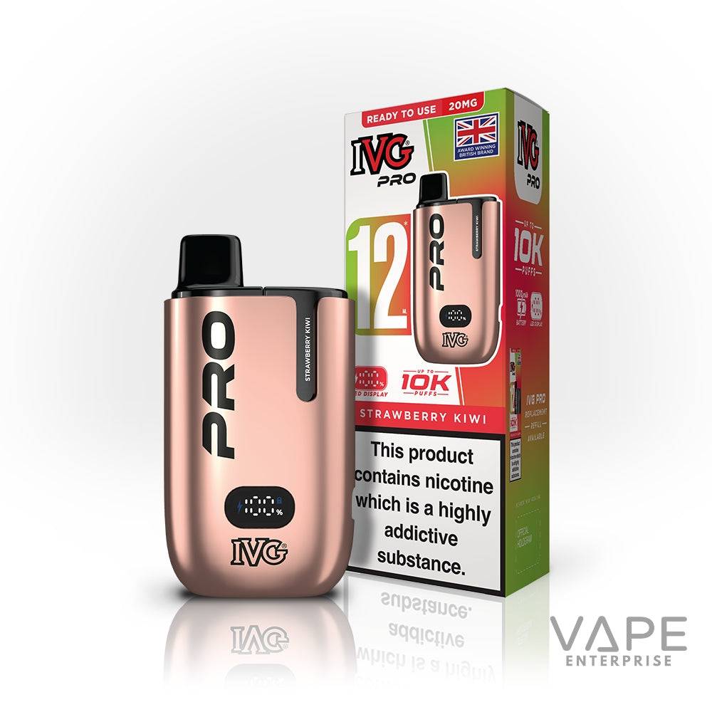 IVG Pro 12 Strawberry Kiwi prefilled vape pod kit with 20mg nicotine and digital display