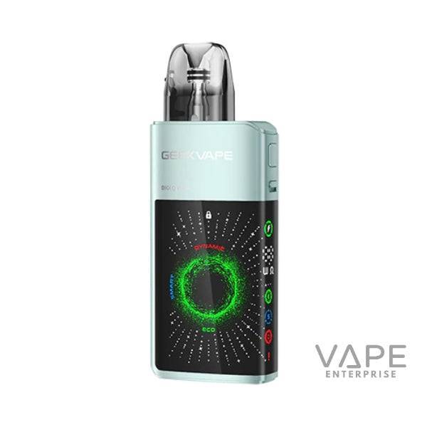 Light jade Geekvape Digi QVista vape device with colorful dynamic green circular LED display