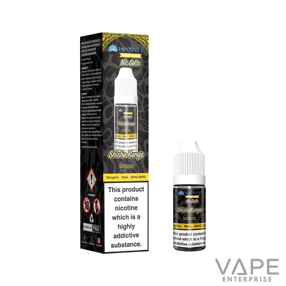 Hayati Pro Max Nic Salts Shisha Range Love 66 10ml e-liquid with nicotine warning