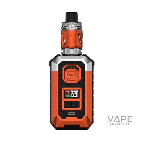 Orange Vaporesso Armour Max vape kit with digital display and black mouthpiece