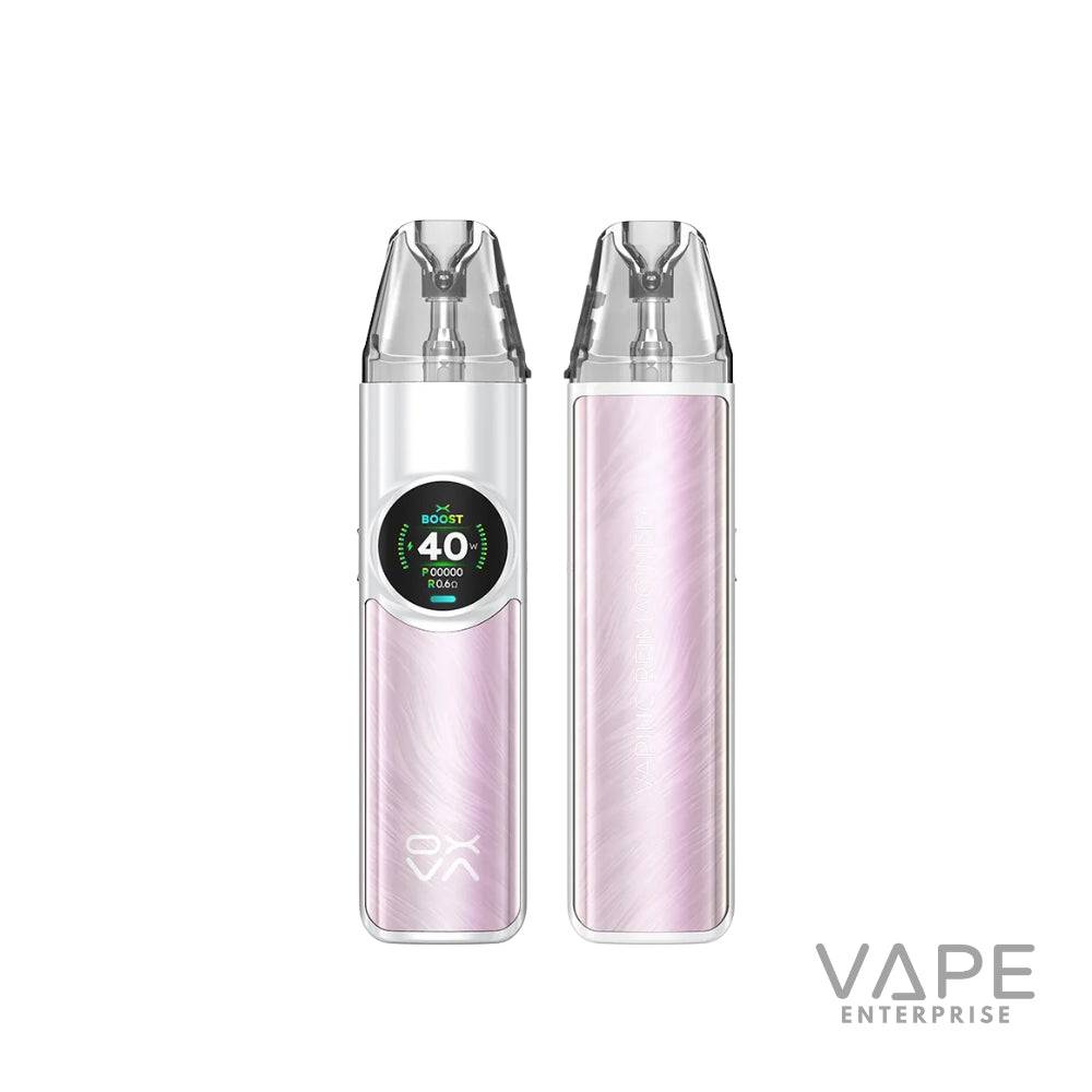 Pearl pink vape device with digital screen showing 40W power from Vape Enterprise