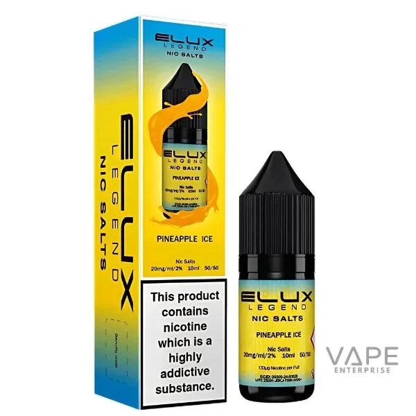 Elux Legend Pineapple Ice Nic Salts 10ml vape liquid with packaging, 20mg/ml nicotine strength