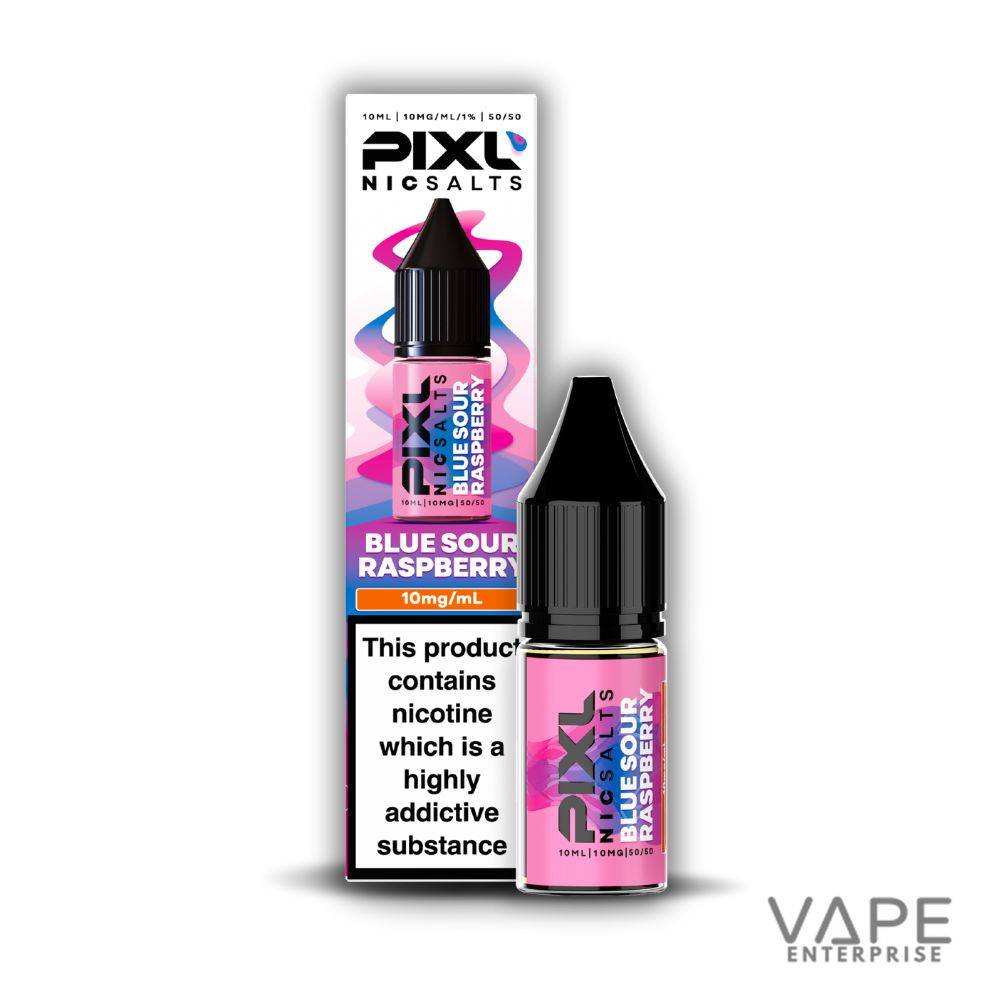 Pixl Nic Salts Blue Sour Raspberry 10ml nicotine salt vape e-liquid bottle and packaging