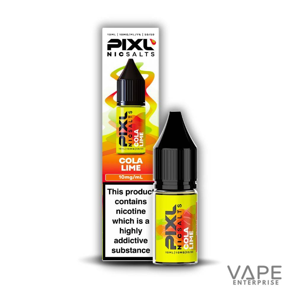 Pixl Nic Salts Cola Lime nicotine salt vape juice 10ml bottle with packaging and warning label
