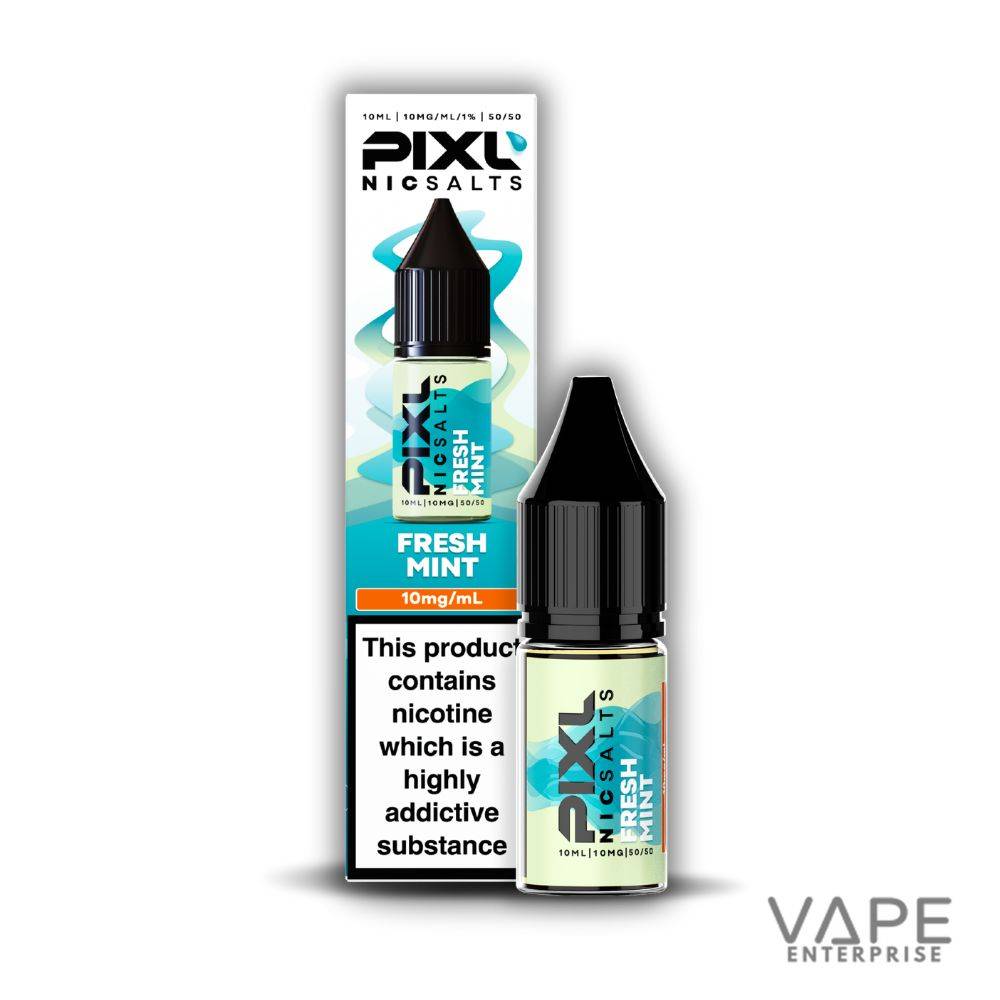 Pixl Nic Salts Fresh Mint 10ml nicotine salt vape juice with 10mg strength and warning label
