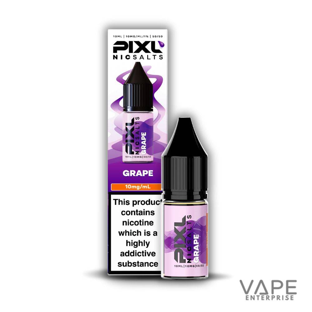 Pixl Nic Salts grape flavored nicotine salt vape juice 10ml bottle with packaging