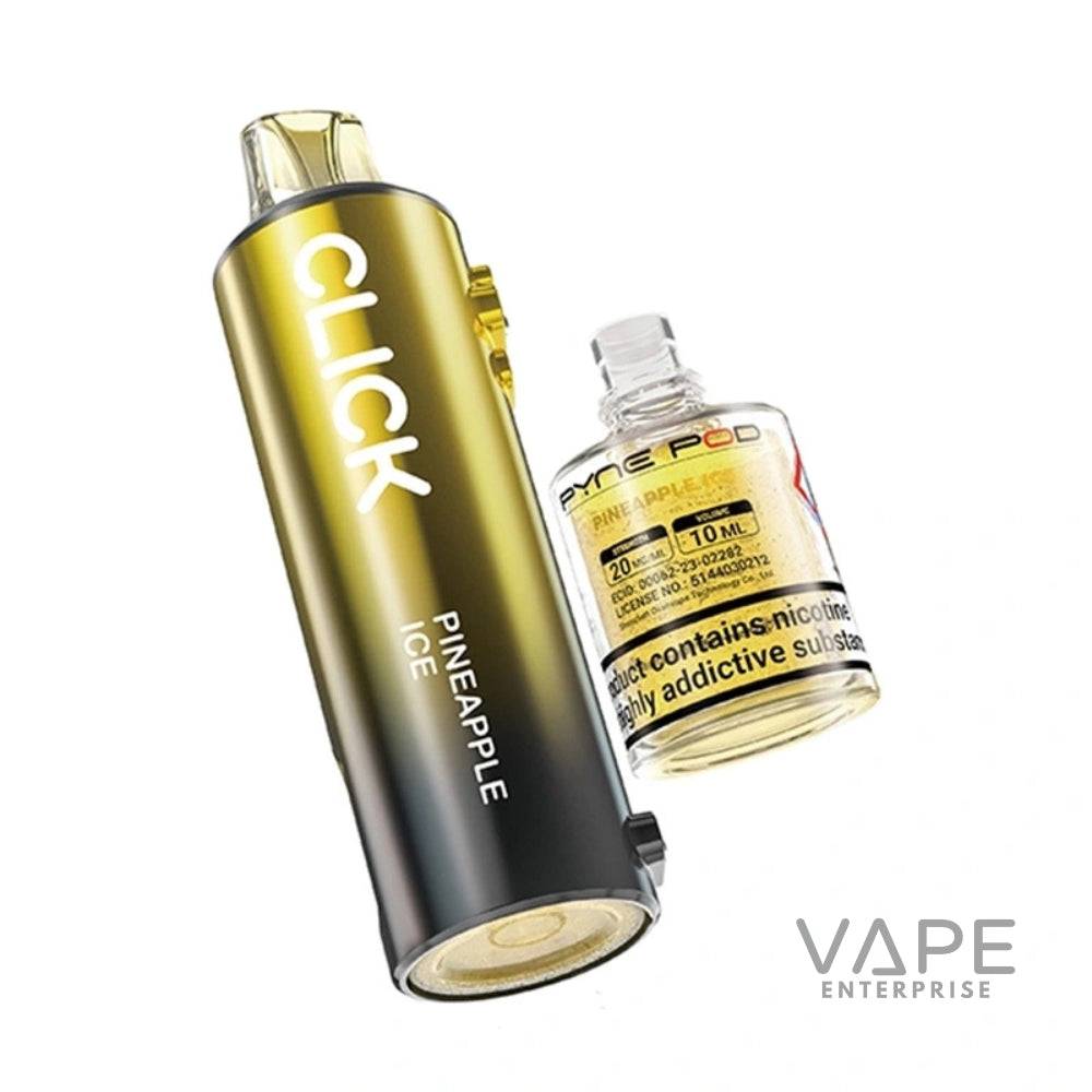 CLICK Pineapple Ice vape device with Pyne Pod prefilled pineapple ice e-liquid bottle