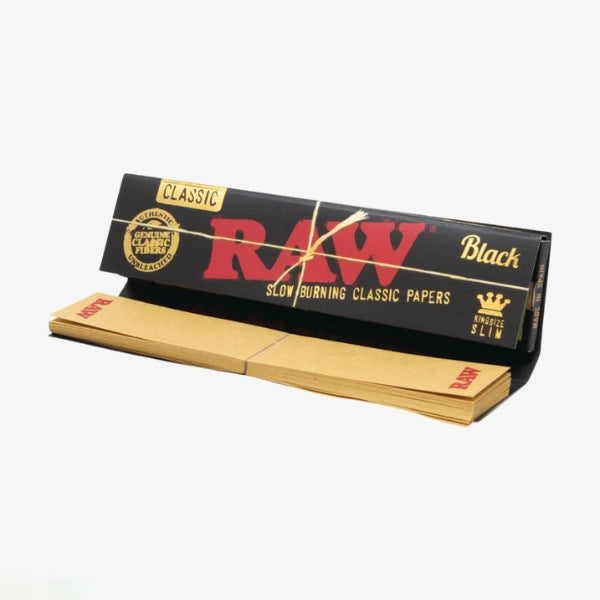 RAW Black Connoisseur King Size Slim Rolling Papers with Tips