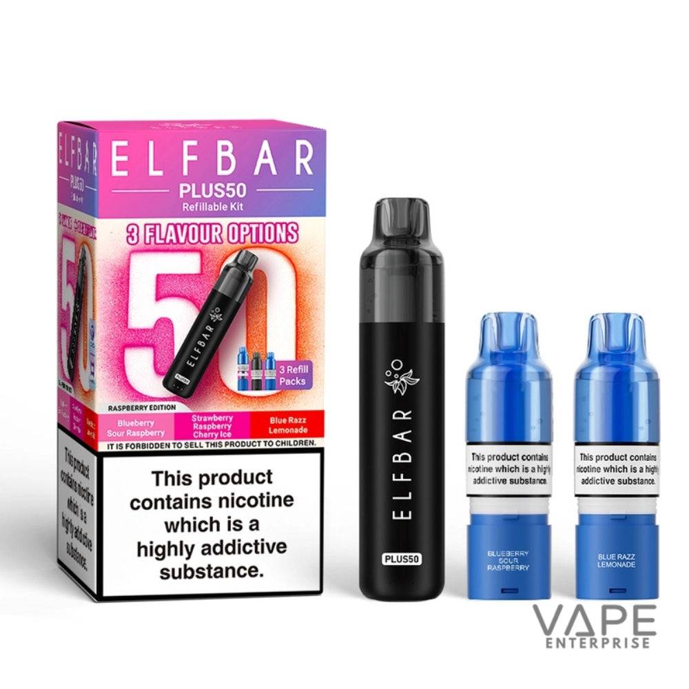 Elf Bar Plus50 vaping device and packaging on a white background
RaspberryEdition