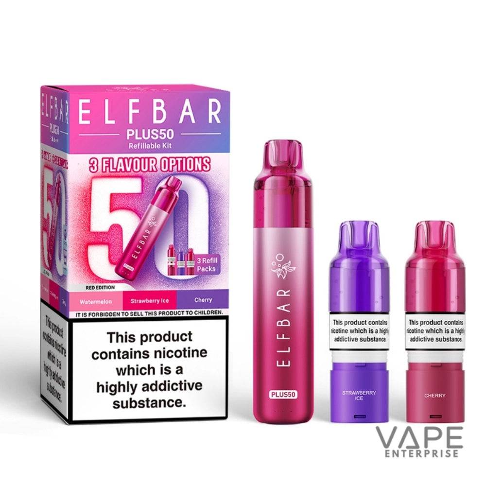 ELF BAR Plus50 vape device and packaging on a white background
RedEdition