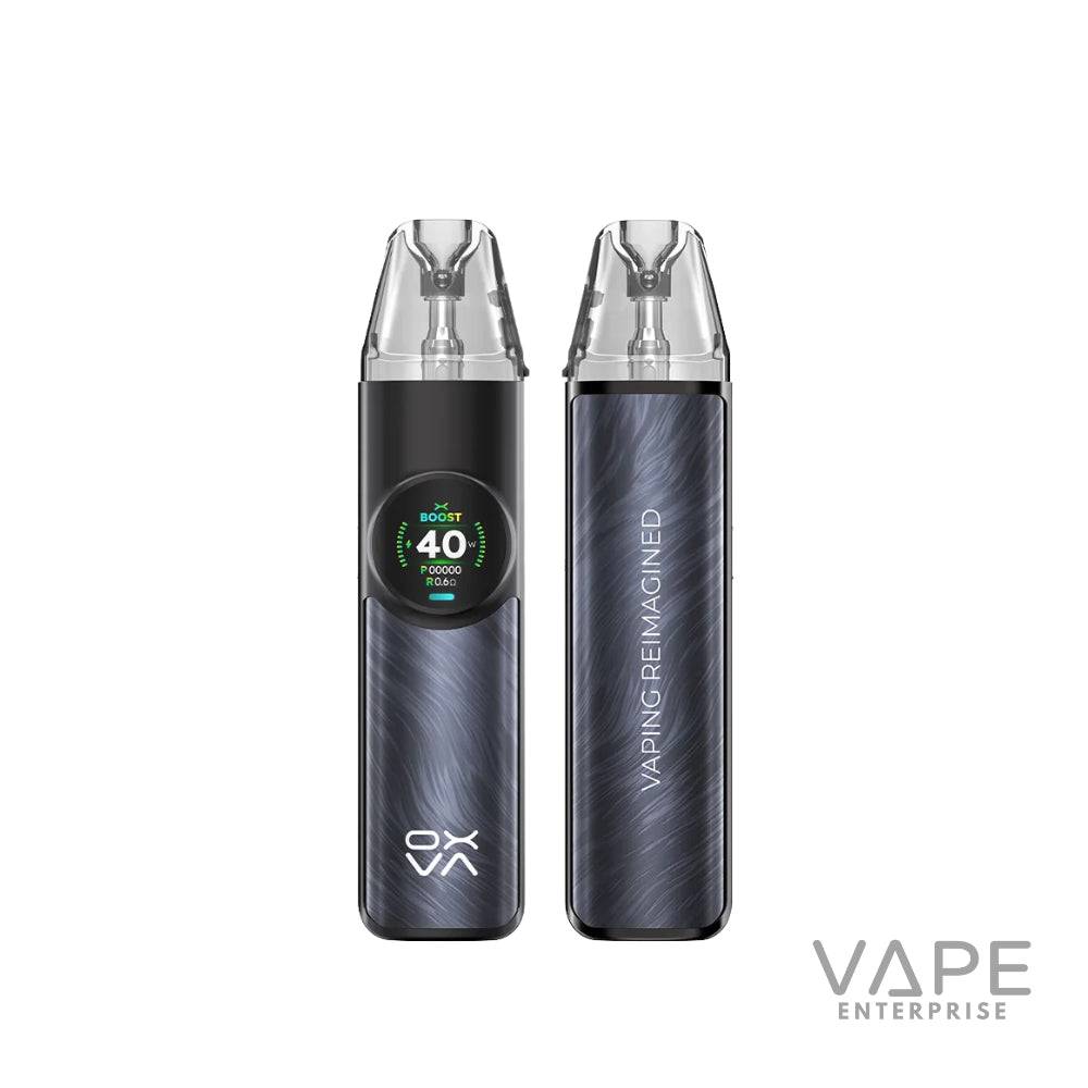Sleek black and silver vape device with clear mouthpiece and digital 40W display, branded VAPE ENTERPRISE