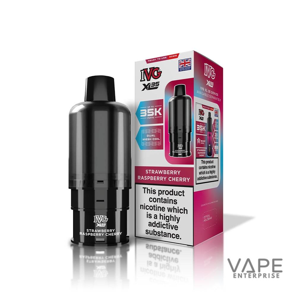 IVG vape device and packaging on a white background
StrawberryRaspBerryCherry