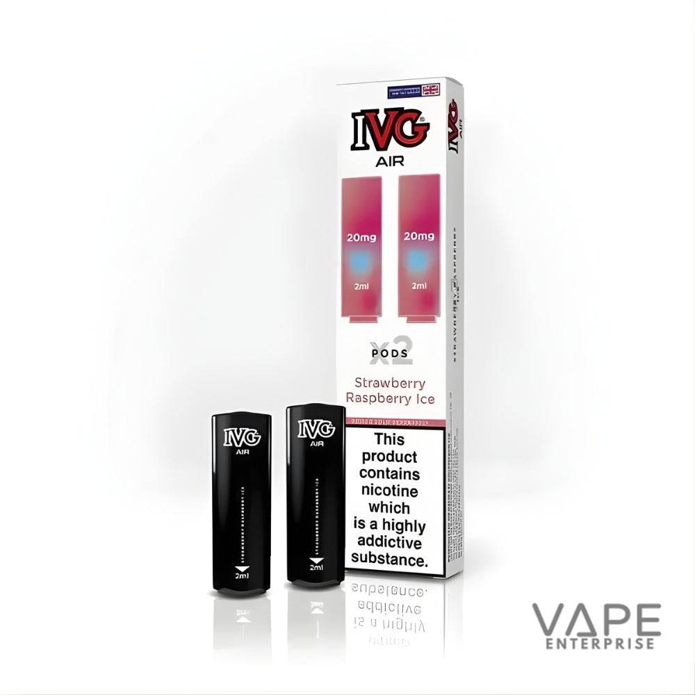 IVG Air Strawberry Raspberry Ice vape pods 20mg nicotine 2ml with addiction warning