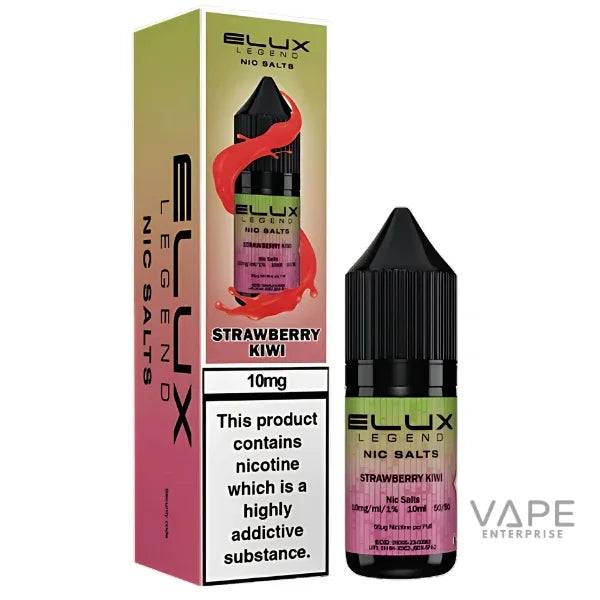 Elux Legend Nic Salts Strawberry Kiwi 10mg vape liquid bottle and packaging