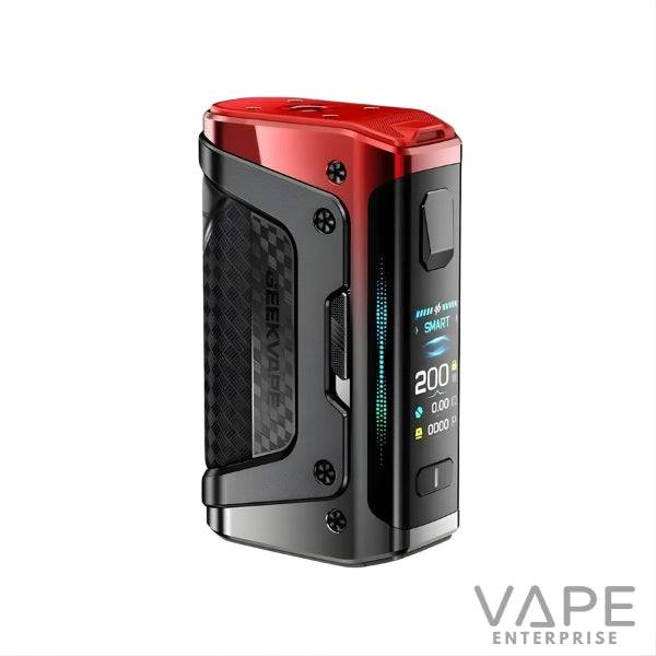 Geekvape Turbo Red box mod vape device with digital screen and carbon fiber grip