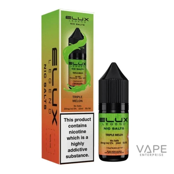 Elux Legend Nic Salts Triple Melon 10ml vape liquid with packaging, 20mg/ml nicotine strength